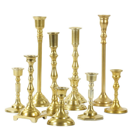 Mixed Taper Candle Holder Set, Set of 10-Set of 10-Koyal Wholesale-Gold-