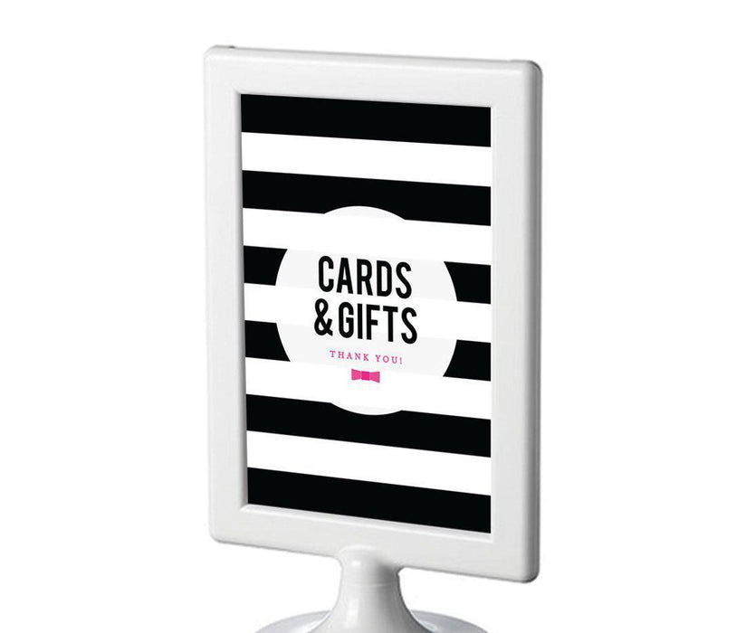 Modern Black and White Stripes Wedding Framed Party Signs-Set of 1-Andaz Press-Mr. & Mrs.-