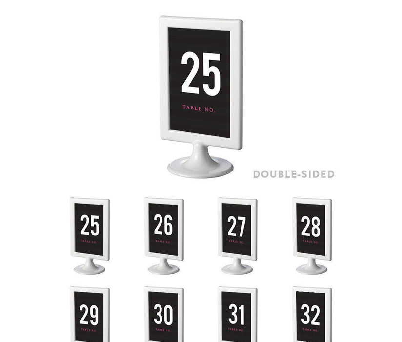 Modern Black and White Stripes Wedding Framed Table Numbers-Set of 8-Andaz Press-25-32-