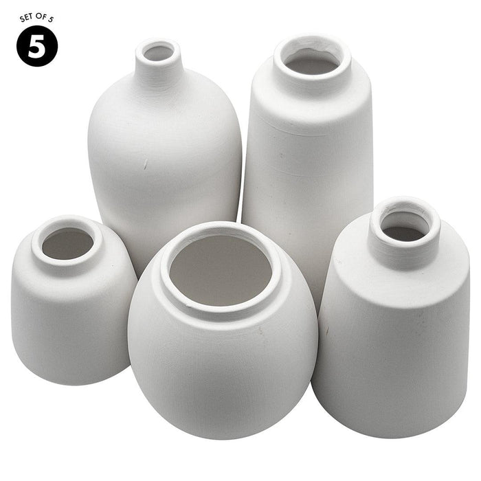 Modern Ceramic Bud Vases Small & Tall Vases, Set of 5-Set of 5-Koyal Wholesale-Terracotta-
