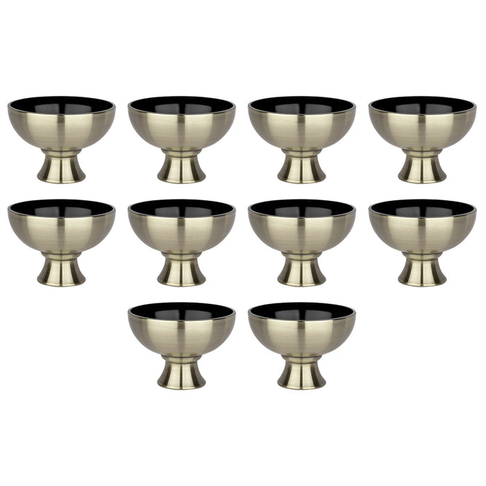 Modern Metal Smooth Compote Bowl-Set of 10-Koyal Wholesale-Antique Brass-