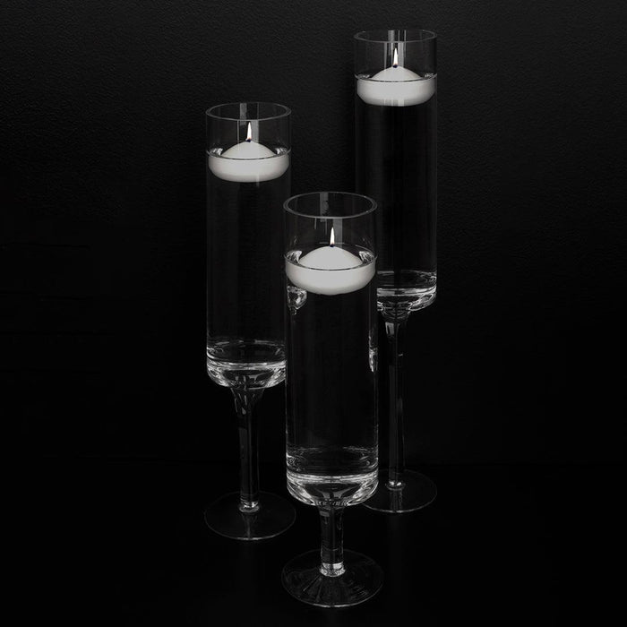 Modern Skinny Pedestal Candle Holders, Long Stemmed Candle Holder, Set of 3-Set of 3-Koyal Wholesale-Clear-