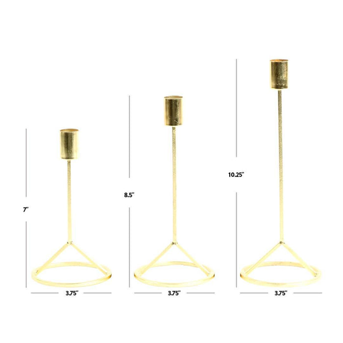 Modern Taper Candle Holder Set-Set of 3-Koyal Wholesale-Gold-