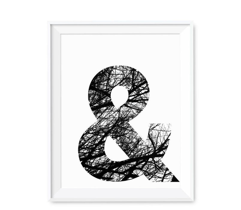 Monogram Wall Art Letters, Black and White Tree Branches-Set of 1-Andaz Press-&-