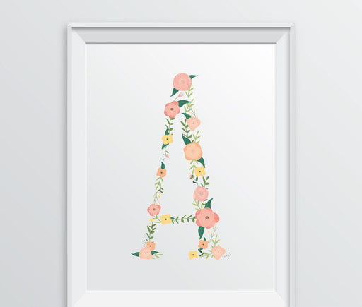 Monogram Wall Art Letters, Coral Floral Roses-Set of 1-Andaz Press-A-