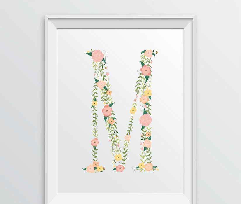 Monogram Wall Art Letters, Coral Floral Roses-Set of 1-Andaz Press-M-
