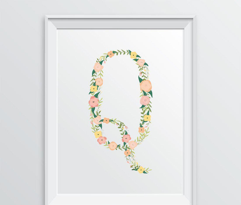 Monogram Wall Art Letters, Coral Floral Roses-Set of 1-Andaz Press-Q-