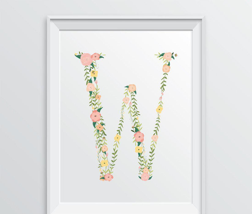 Monogram Wall Art Letters, Coral Floral Roses-Set of 1-Andaz Press-W-