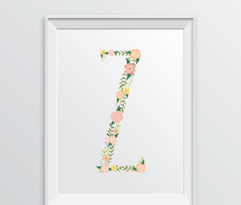 Monogram Wall Art Letters, Coral Floral Roses-Set of 1-Andaz Press-Z-
