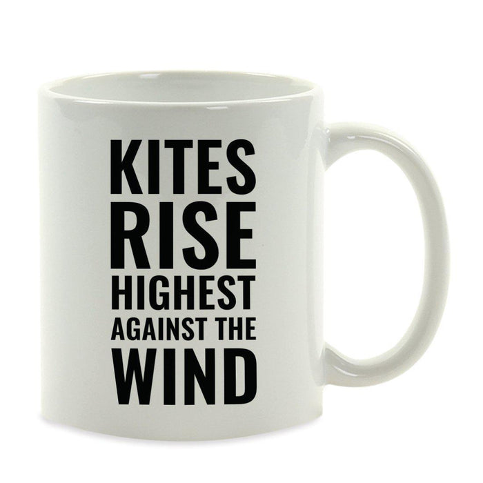 Motivational Coffee Mug-Set of 1-Andaz Press-Kites Rise Highest Against The Wind, Winston Churchill-