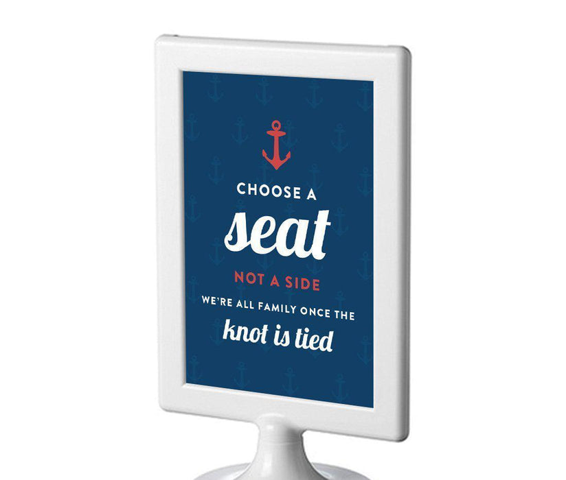 Nautical Ocean Adventure Wedding Framed Party Signs-Set of 1-Andaz Press-Choose A Seat, Not A Side-