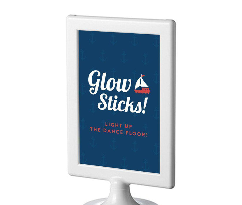 Nautical Ocean Adventure Wedding Framed Party Signs-Set of 1-Andaz Press-Glow Sticks, Light Up The Dance Floor-