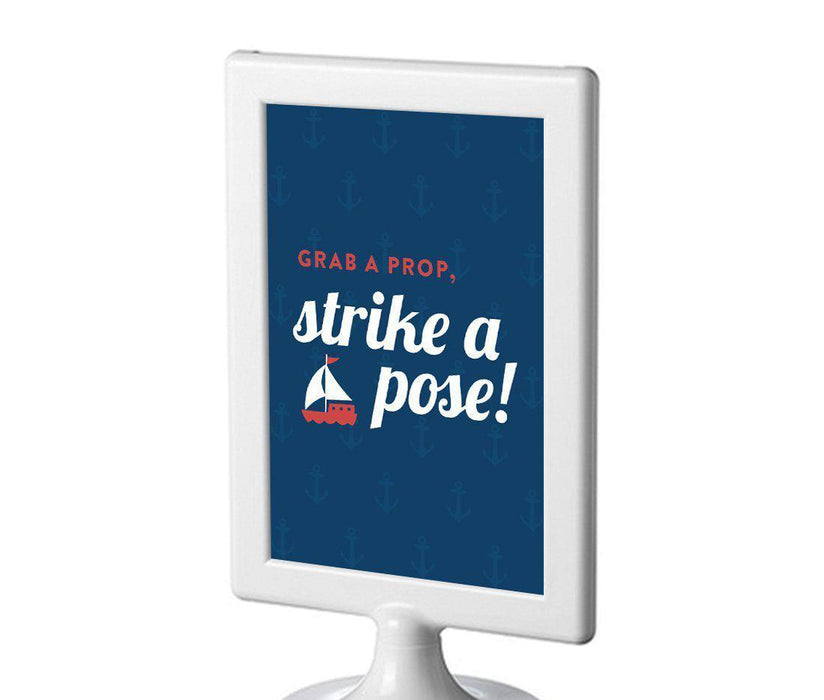 Nautical Ocean Adventure Wedding Framed Party Signs-Set of 1-Andaz Press-Grab A Prop & Strike A Pose-