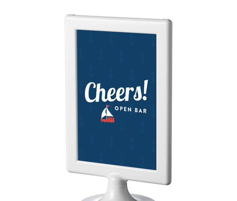 Nautical Ocean Adventure Wedding Framed Party Signs-Set of 1-Andaz Press-Open Bar Cheers!-