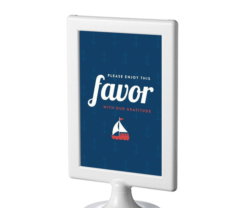 Nautical Ocean Adventure Wedding Framed Party Signs-Set of 1-Andaz Press-Please Enjoy Favor With Our Gratitude-