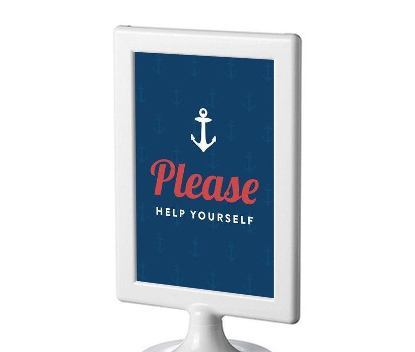 Nautical Ocean Adventure Wedding Framed Party Signs-Set of 1-Andaz Press-Please Help Yourself-