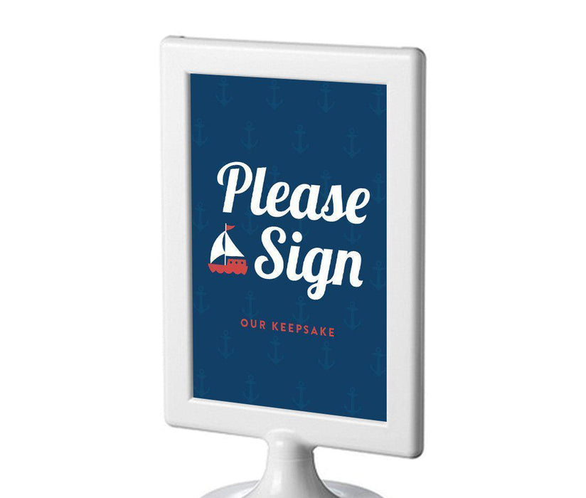 Nautical Ocean Adventure Wedding Framed Party Signs-Set of 1-Andaz Press-Sign Our Keepsake-