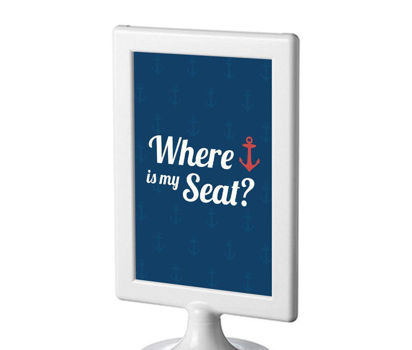 Nautical Ocean Adventure Wedding Framed Party Signs-Set of 1-Andaz Press-Where Is My Seat?-