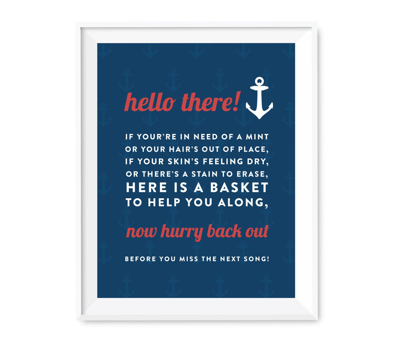 Nautical Ocean Adventure Wedding Party Signs-Set of 1-Andaz Press-Bathroom Basket-