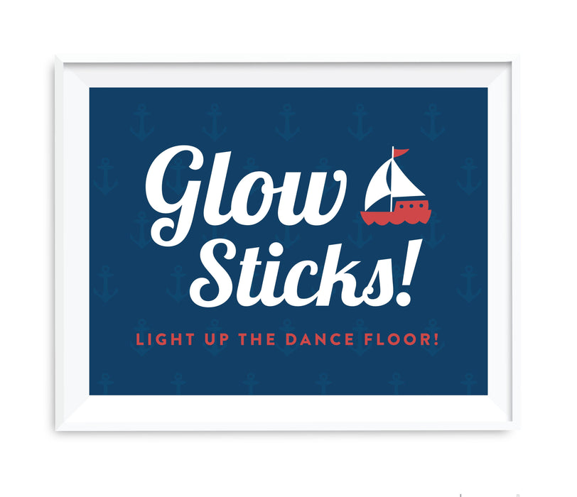 Nautical Ocean Adventure Wedding Party Signs-Set of 1-Andaz Press-Glow Sticks, Light Up The Dance Floor-