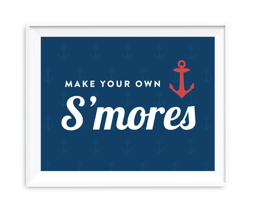 Nautical Ocean Adventure Wedding Party Signs-Set of 1-Andaz Press-Make Your Own S'mores-