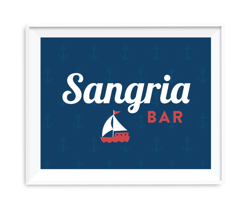 Nautical Ocean Adventure Wedding Party Signs-Set of 1-Andaz Press-Sangria Bar-