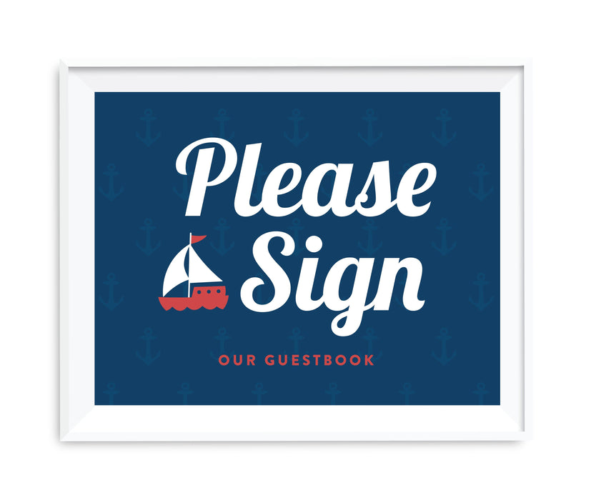 Nautical Ocean Adventure Wedding Party Signs-Set of 1-Andaz Press-Sign Our Guestbook-