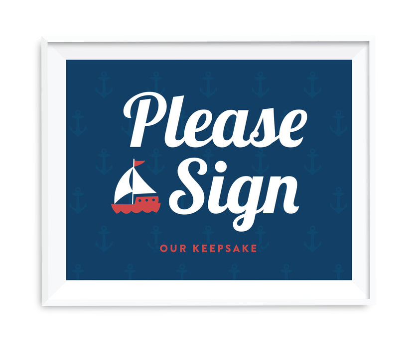 Nautical Ocean Adventure Wedding Party Signs-Set of 1-Andaz Press-Sign Our Keepsake-