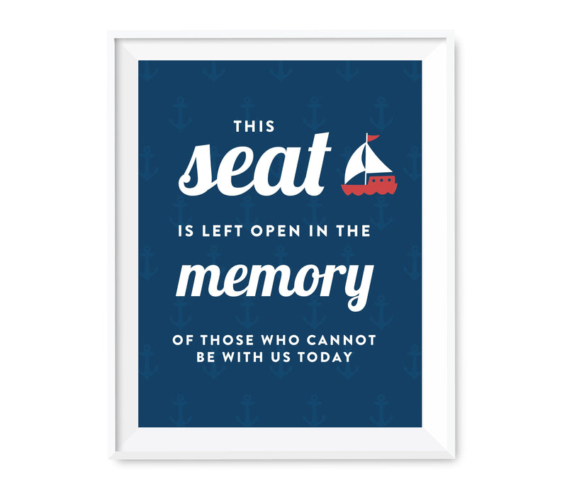 Nautical Ocean Adventure Wedding Party Signs-Set of 1-Andaz Press-This Seat Is Left Open Memorial-