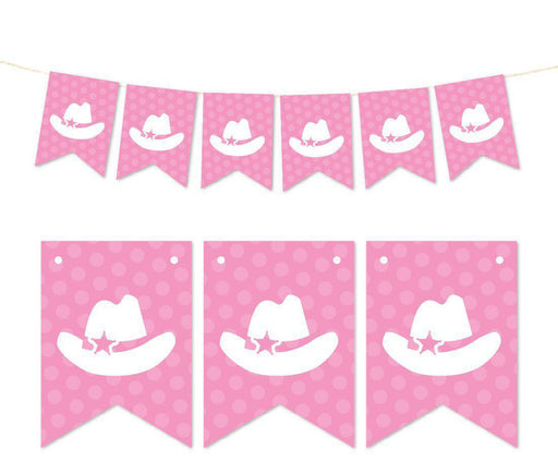 Pennant Party Banner Cowboy Hat-Set of 1-Andaz Press-Pink-