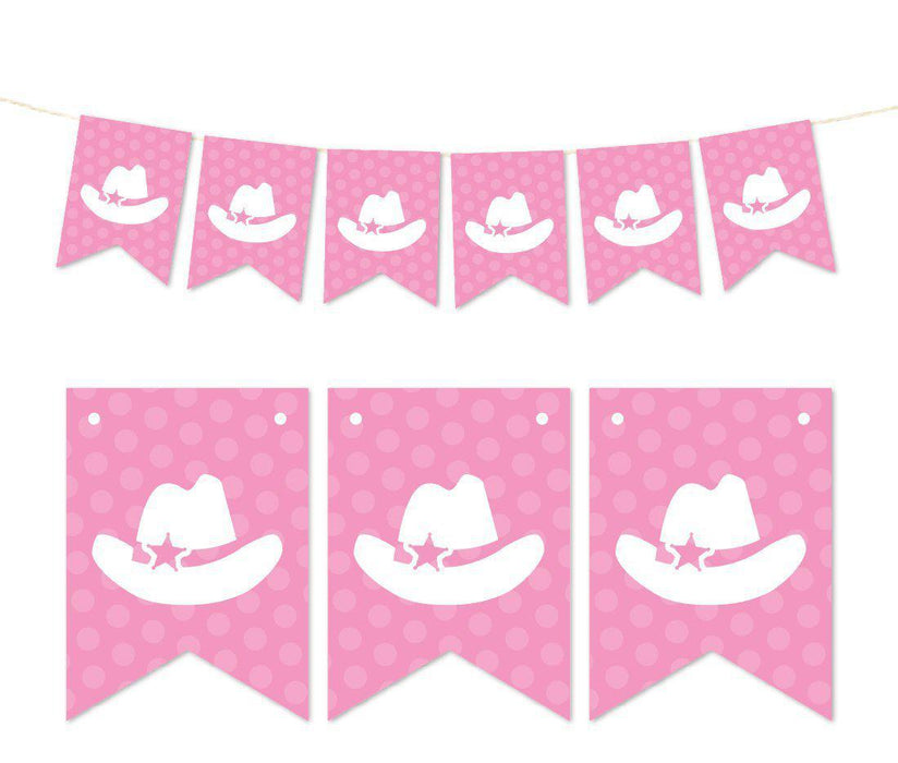 Pennant Party Banner Cowboy Hat-Set of 1-Andaz Press-Pink-