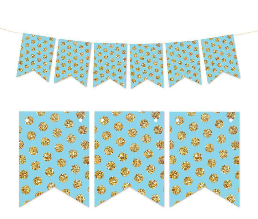 Pennant Party Banner Gold Glitter Polka Dots-Set of 1-Andaz Press-Baby Blue-