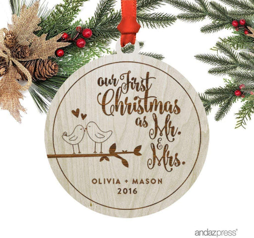 Personalized Laser Engraved Wood Christmas Ornament, Cowboy Boots Shape, Custom Name-Set of 1-Andaz Press-