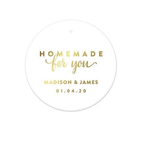 Personalized Metallic Gold Ink Homemade for You Round Circle Wedding Gift Tags-Set of 24-Andaz Press-