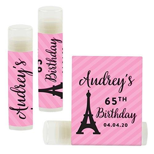 Personalized Milestone Birthday Party Lip Balm Party Favors, Custom Name and Date-Set of 12-Andaz Press-Paris Eiffel Tower-