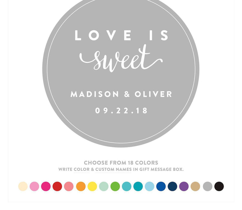 Personalized Wedding Love Is Sweet Round Circle Label Stickers-Set of 40-Andaz Press-