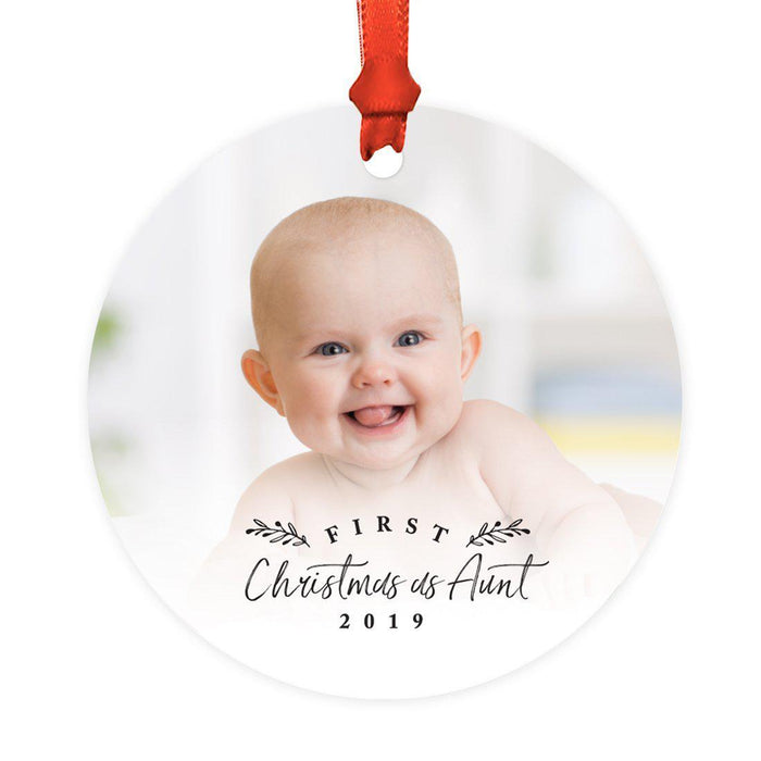 Photo Custom Metal Keepsake Baby's 1st Christmas Tree Ornament Gift-Set of 1-Andaz Press-Aunt-