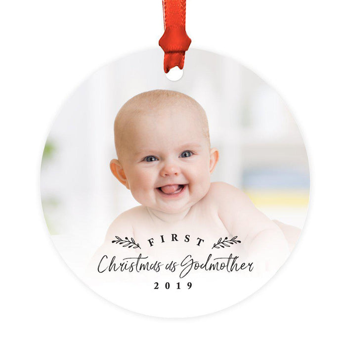 Photo Custom Metal Keepsake Baby's 1st Christmas Tree Ornament Gift-Set of 1-Andaz Press-Godmother-