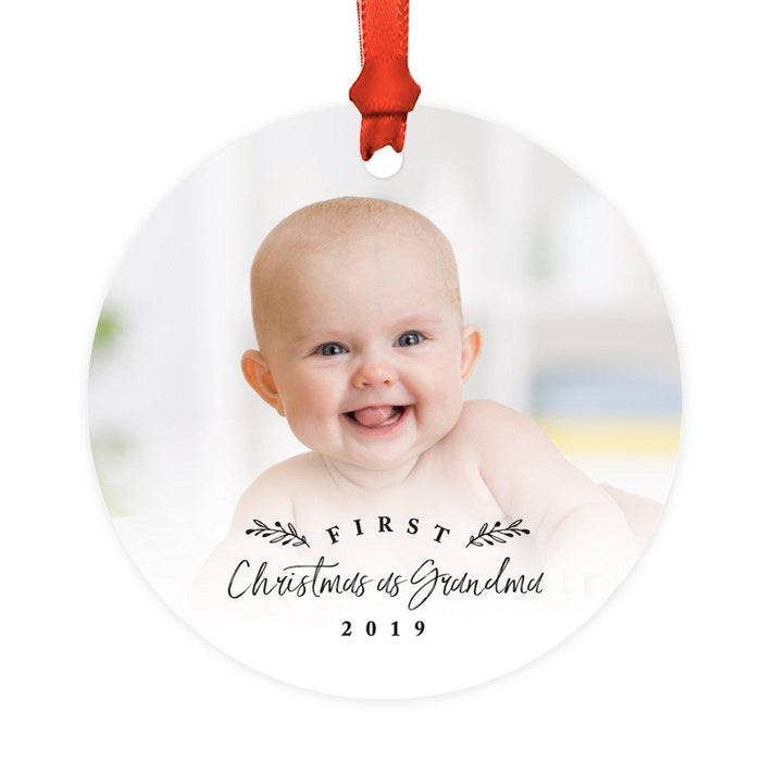 Photo Custom Metal Keepsake Baby's 1st Christmas Tree Ornament Gift-Set of 1-Andaz Press-Grandma-