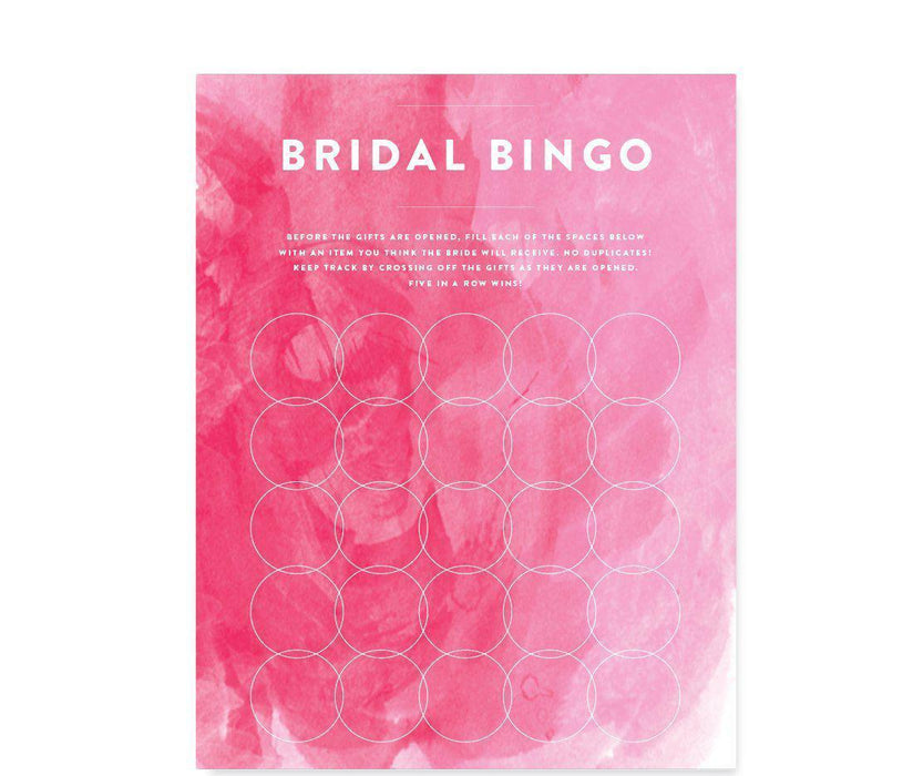 Pink Watercolor Wedding Bridal Shower Game Cards-Set of 20-Andaz Press-Bridal Shower Bingo-