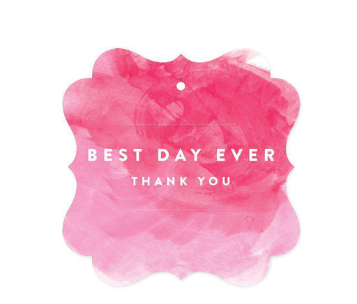 Pink Watercolor Wedding Fancy Frame Gift Tags, Best Day Ever Thank You-Set of 24-Andaz Press-