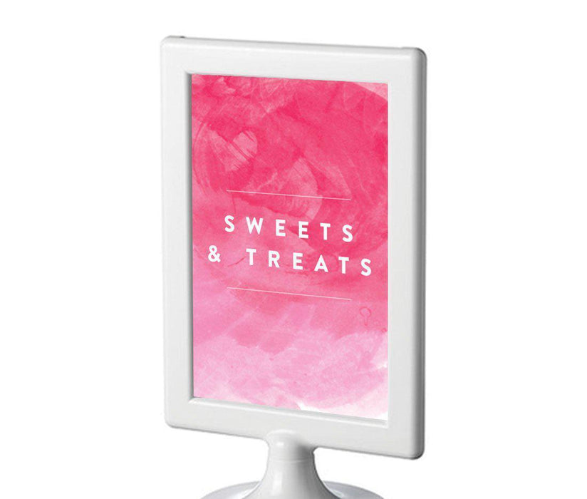 Pink Watercolor Wedding Framed Party Signs-Set of 1-Andaz Press-Sweets & Treats-