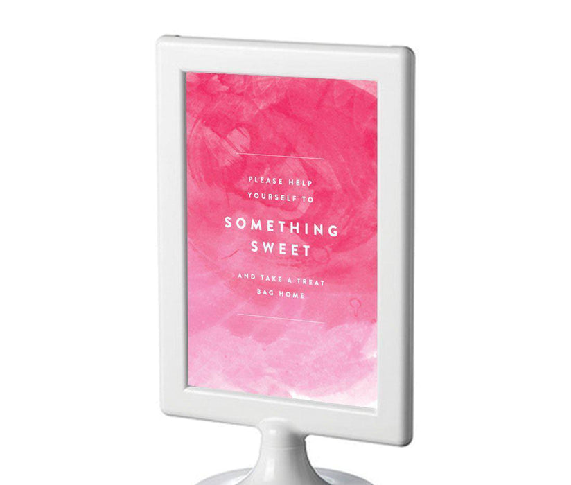 Pink Watercolor Wedding Framed Party Signs-Set of 1-Andaz Press-Take A Treat Bag Home-