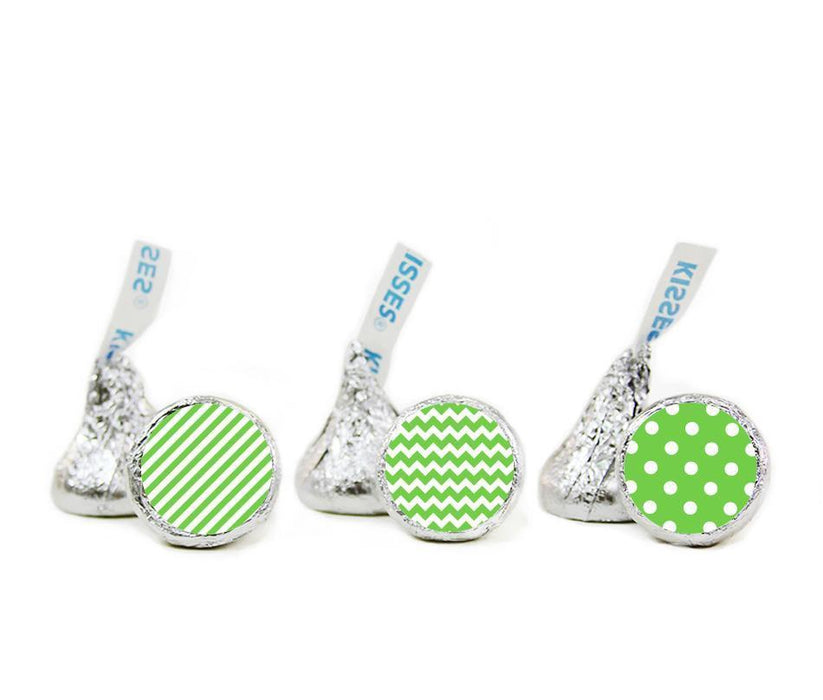 Polka Dots, Stripes, Chevron Hershey's Kisses Stickers-Set of 216-Andaz Press-Kiwi Green-