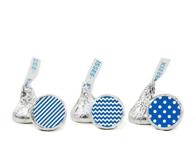 Polka Dots, Stripes, Chevron Hershey's Kisses Stickers-Set of 216-Andaz Press-Royal Blue-