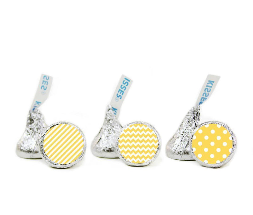 Polka Dots, Stripes, Chevron Hershey's Kisses Stickers-Set of 216-Andaz Press-Yellow-