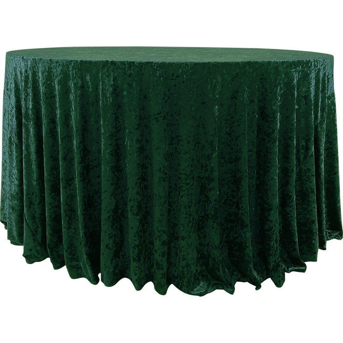 Premium Crushed Velvet Round Tablecloth, 120 Inches-Set of 1-Koyal Wholesale-Emerald Green-