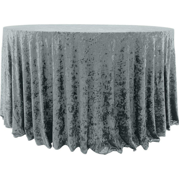 Premium Crushed Velvet Round Tablecloth, 120 Inches-Set of 1-Koyal Wholesale-Gray-