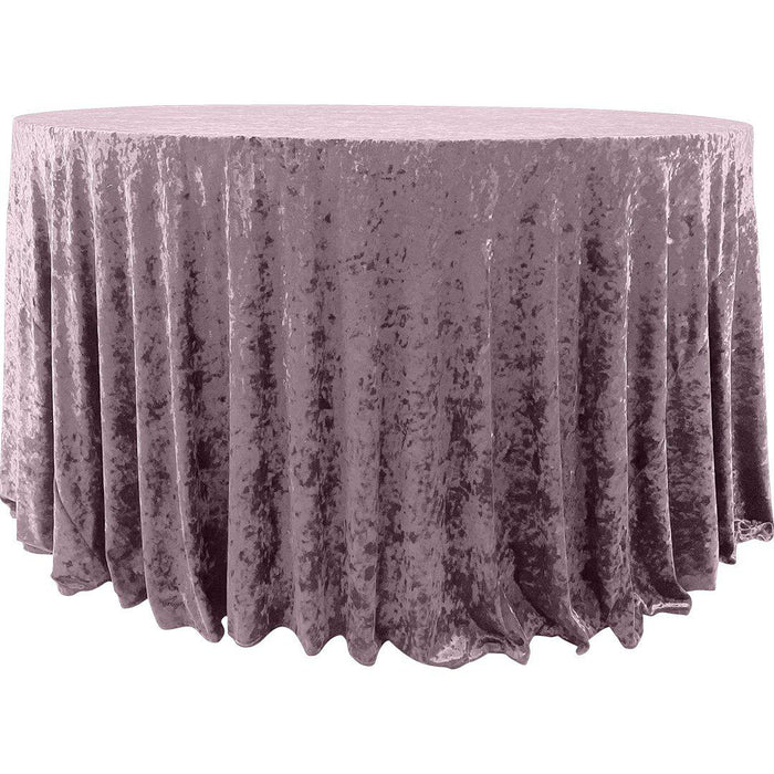 Premium Crushed Velvet Round Tablecloth, 120 Inches-Set of 1-Koyal Wholesale-Mauve-