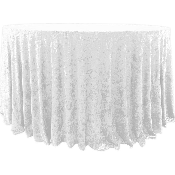 Premium Crushed Velvet Round Tablecloth, 120 Inches-Set of 1-Koyal Wholesale-White-